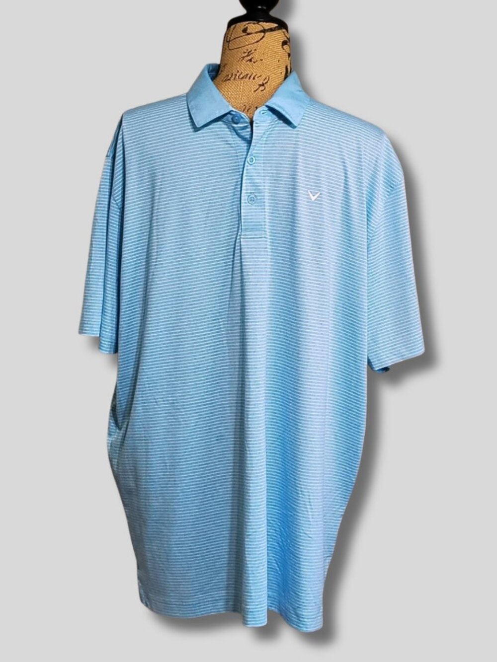 Callaway Opti Dri Golf Polo Shirt XL Light Blue Striped Short Sleeve EUC